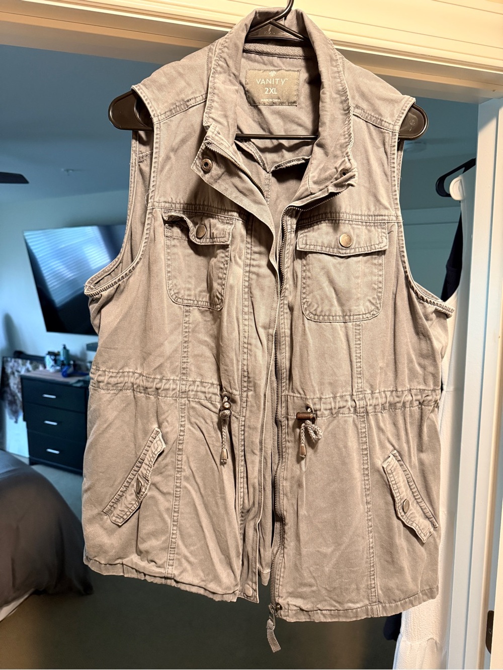Vanity Gray Drawstring Utility Vest - 2XL